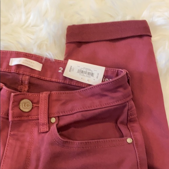 Washed Maroon Mid Rise Cuffed Skinny Ankle Jeans - Picture 2 of 11